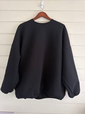 Adidas x Fear of God Athletics Suede Fleece Crewneck Sweatshirt Black L IS8706